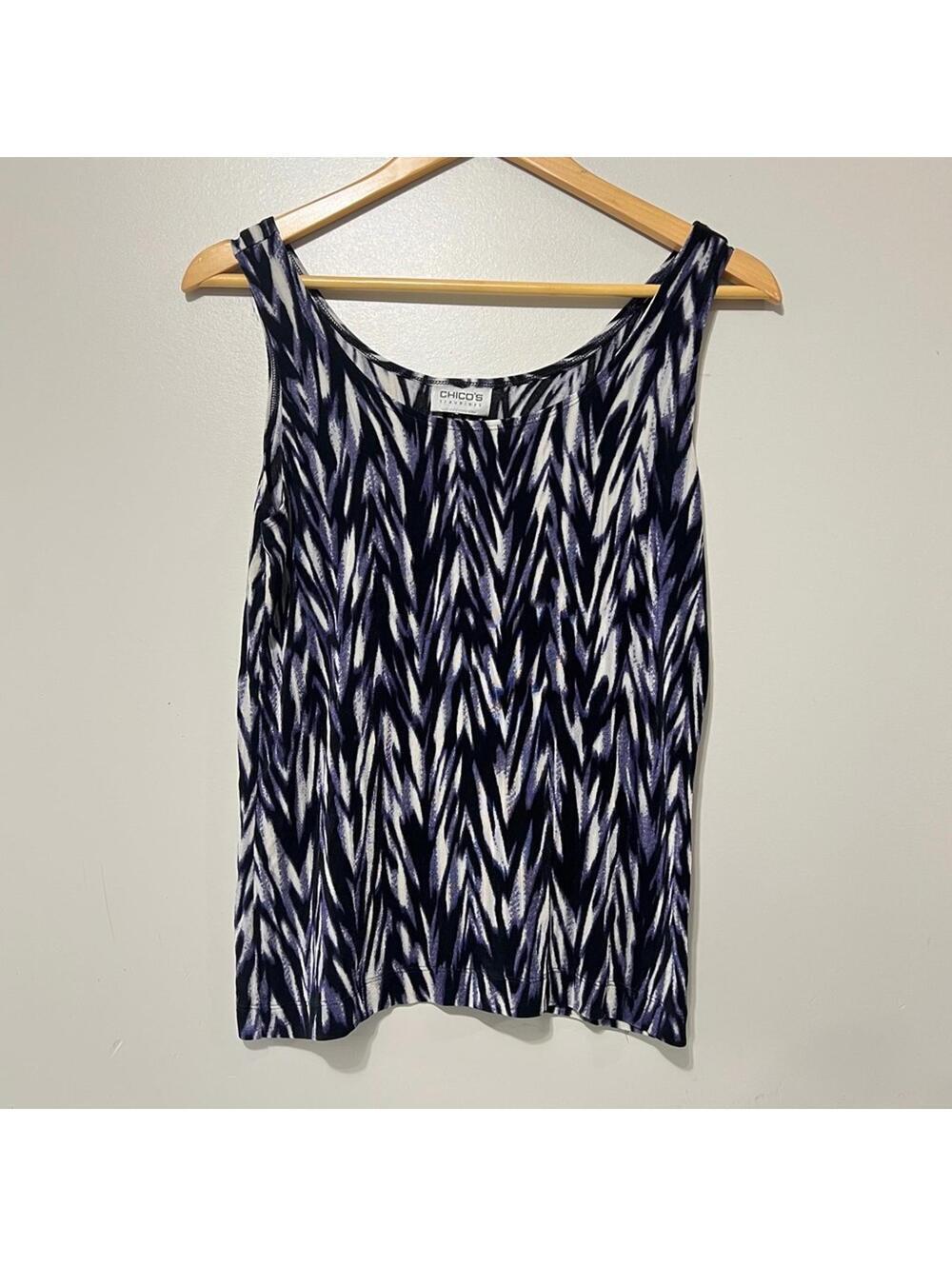 Chico's Traveler's Tank Top Size Large Purple Abstract Print Women's Summer Top